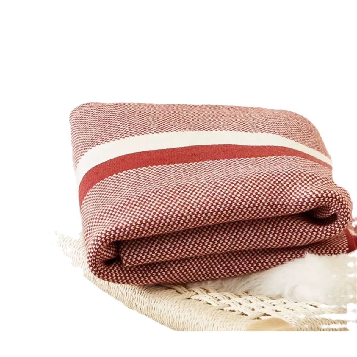 Textured Knit Throw Blanket - Heavyweight Woven Polyester Couch Blanket