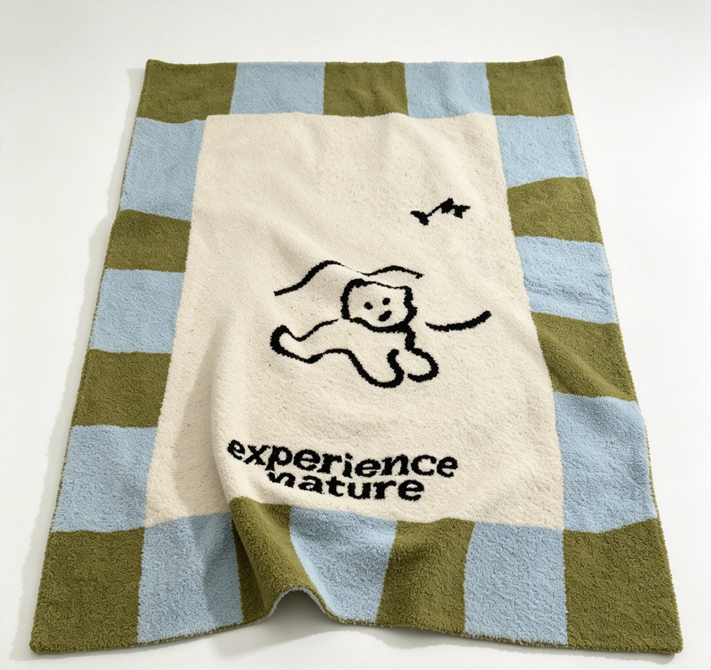 Cute Embroidered Baby Blanket - Soft Plush Striped Fleece Throw Blanket