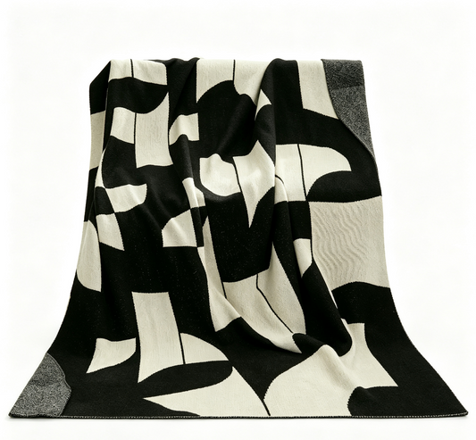 Modern Geometric Knit Throw Blanket - Lightweight Polyester Couch Blanket