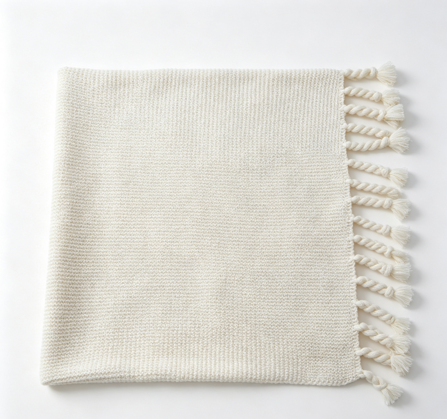 Chunky Knit Throw Blanket - Boho Fringed Woven Couch Blanket