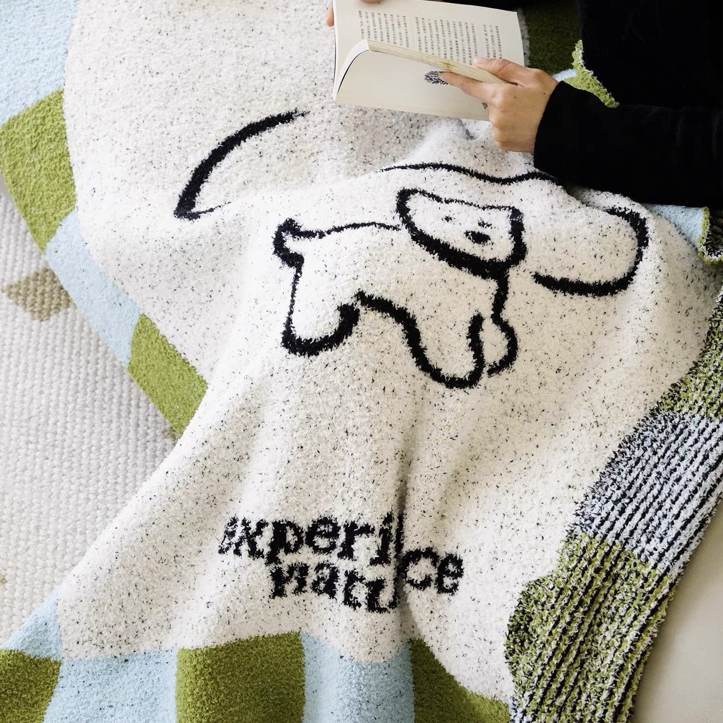 Cute Embroidered Baby Blanket - Soft Plush Striped Fleece Throw Blanket