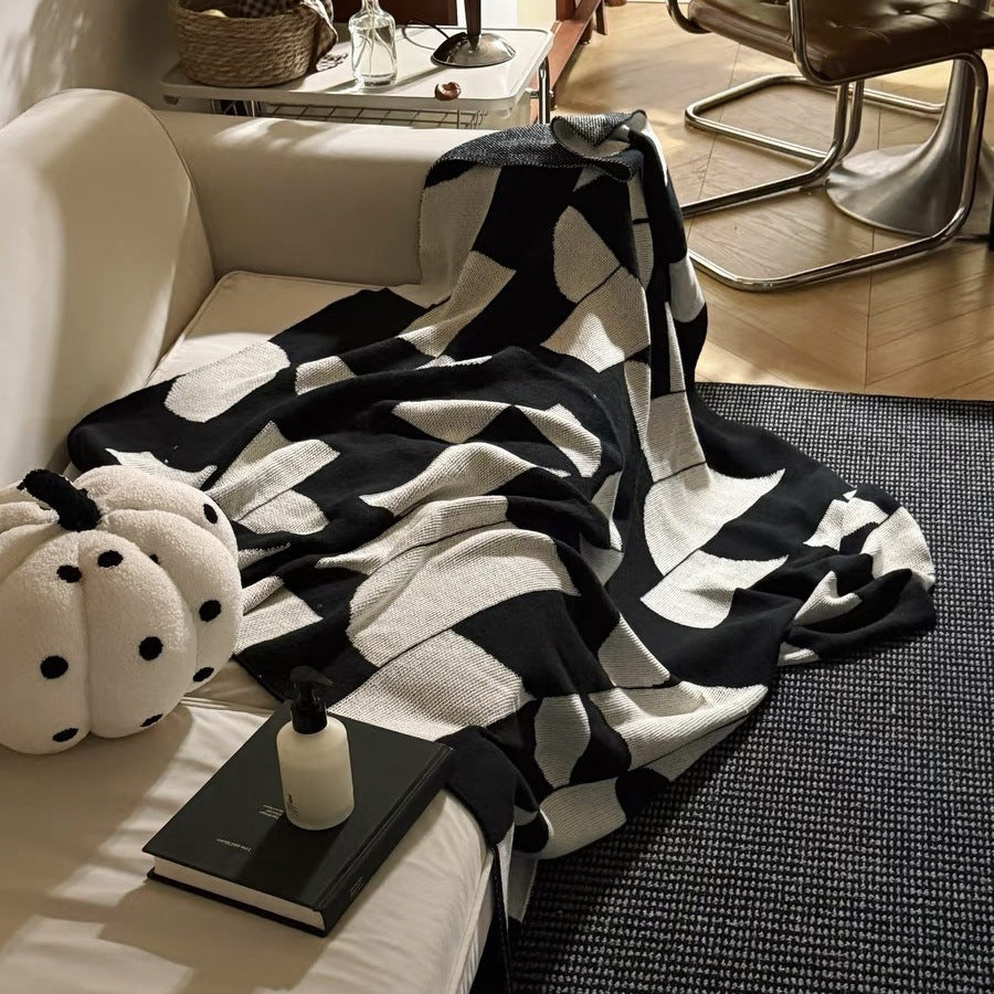 Modern Geometric Knit Throw Blanket - Lightweight Polyester Couch Blanket