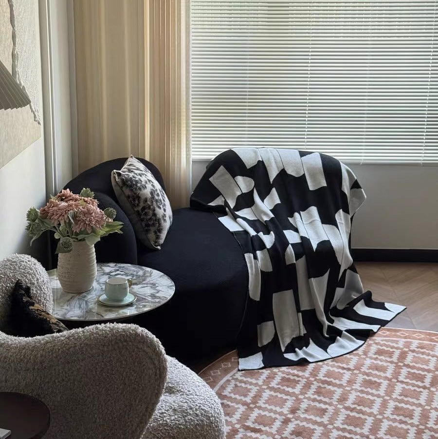 Modern Geometric Knit Throw Blanket - Lightweight Polyester Couch Blanket