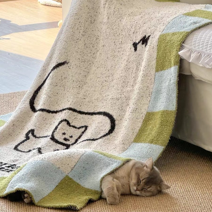 Cute Embroidered Baby Blanket - Soft Plush Striped Fleece Throw Blanket